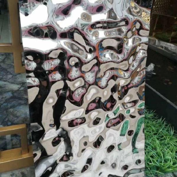 Water Ripple Mirror Polished Stainless Steel Sheet 0.3 - 3.0mm Gold Sliver Color