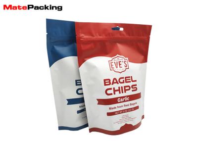 Standing Up Foil Zip Seal Pouches , Chips Snacks Food Grade Stand Up Pouches Matte Printing