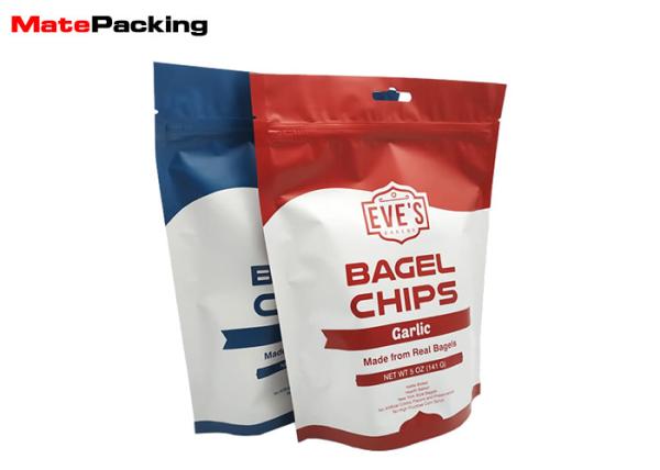 Standing Up Foil Zip Seal Pouches , Chips Snacks Food Grade Stand Up Pouches Matte Printing