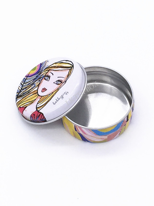 Customized Round Lipbalm Containers D48x18 mm Blue Purple Color On Lid