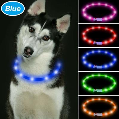 Coleira de cão Cuttable USB recarregável, cores reflexivas do diodo emissor de luz de TPU da coleira de cão 6 do diodo emissor de luz disponíveis
