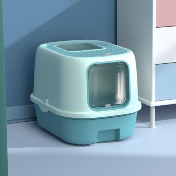 Compact Litter Tray Box Comfortable Enclosed Kitty Litter Box