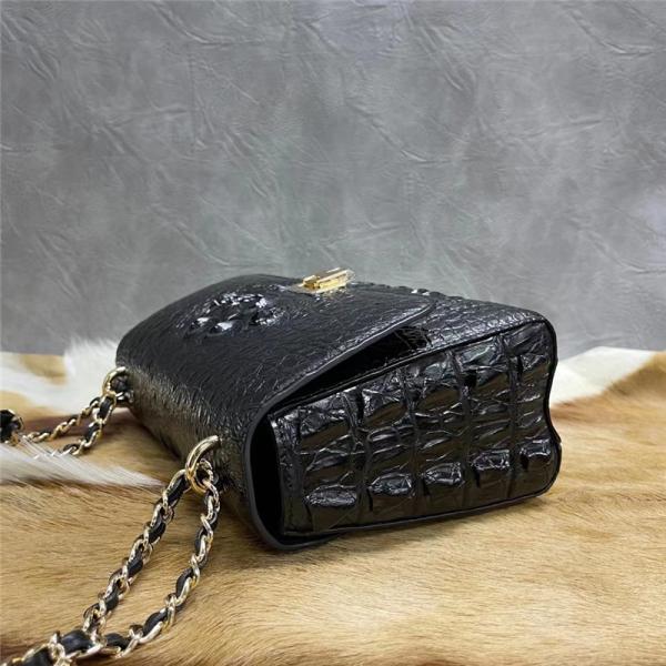 Authentic Crocodile Skin Women Small Flap Purse Genuine Alligator Leather Lady Chain Bag Female Single Shoulder Bag