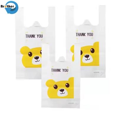 Durable Printed Logo Design LDPE HDPE Custom Thank You Plastic Shopping Bags Vest Handle Carrier Grocery Bags Plastic Bags