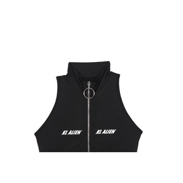 Sexy Sleeveless Bodycon Jumpsuit Turtleneck Zipper Fly Letter Print