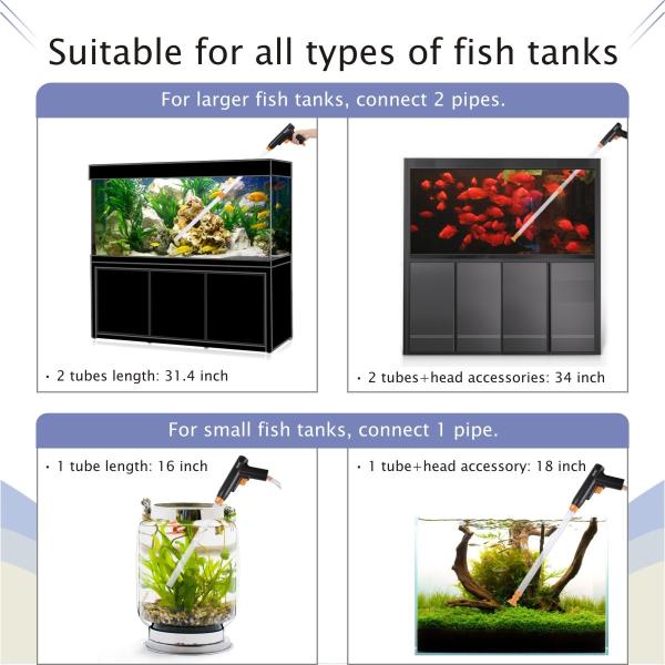 Long Nozzle Plastic Hygger Aquarium Gravel Cleaner
