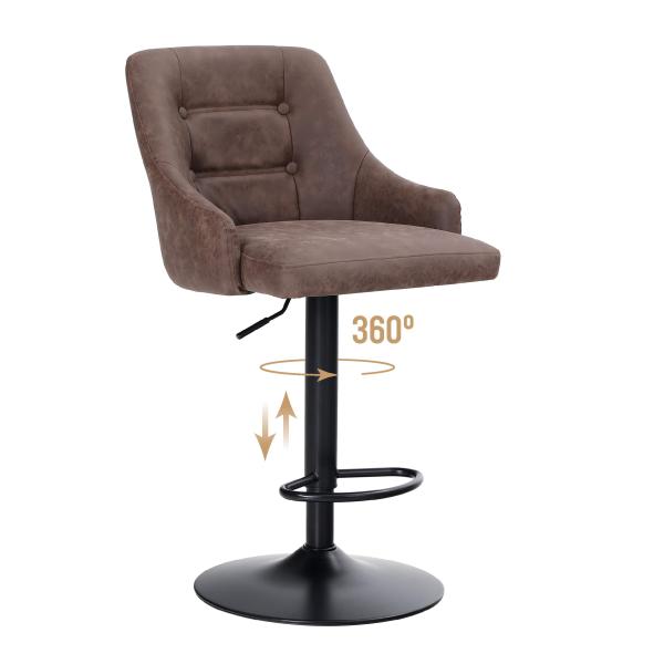 Alinunu Swivel Adjustable Airlift Counter Height Bar Stool with Padded Back and Base