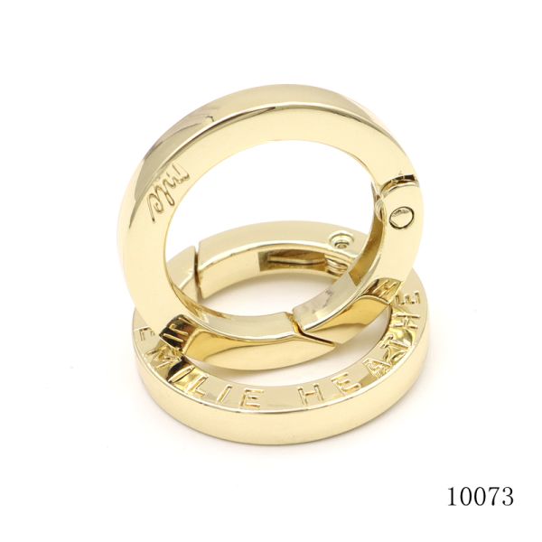 Gold Black Gunmetal Spring O Ring Flat Circle Carabiner Clip