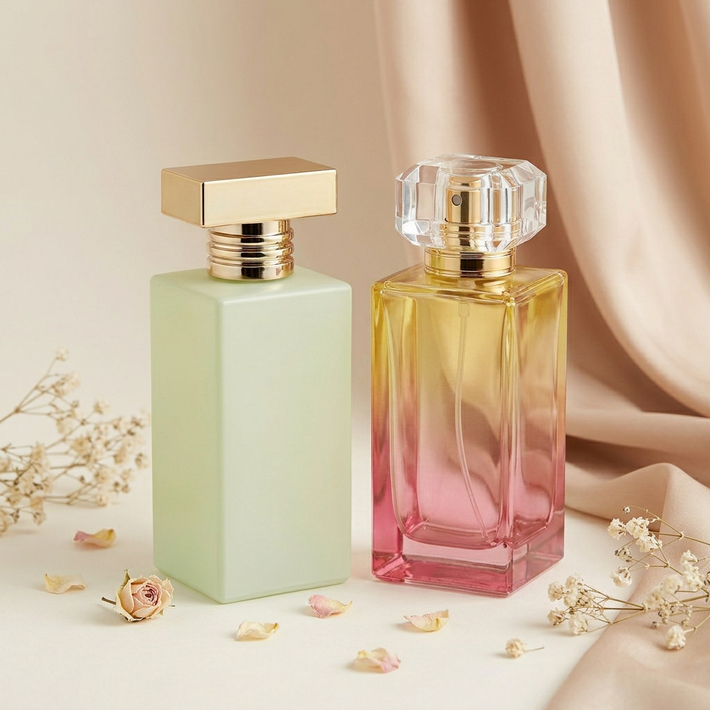 Empty Glass Perfume Bottles 85ml Rectangle Spray Crimp Neck