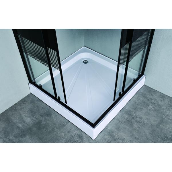 Stylish,Durable Square Shower Enclosures With Black Block Stripes Glass For Modern