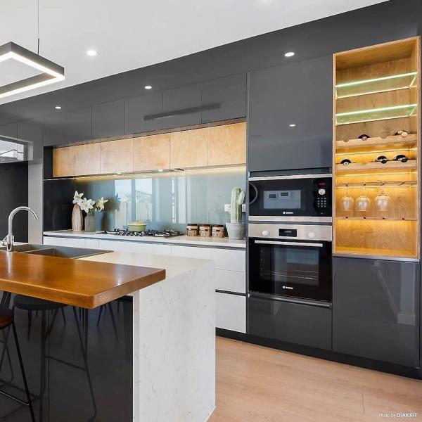 Villa Kitchen YALIG Modern Design Outdoor Black Color Kitchen Pantry Cabinet with Bar