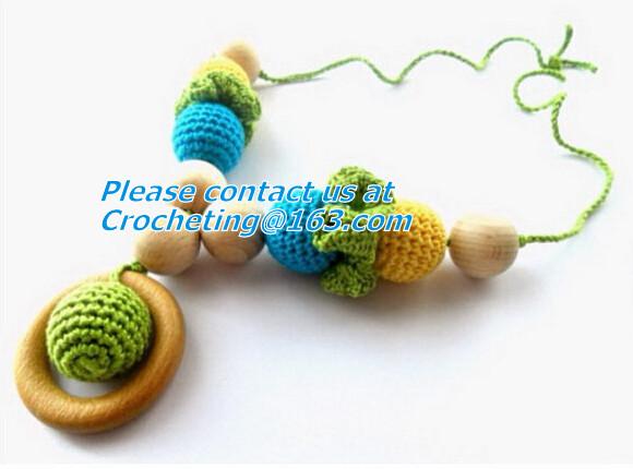 crochet necklace, New Chunky crochet necklace, Mint blue and cream nursing necklace