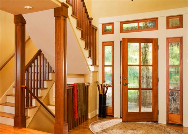 Customized Size Solid Wood Doors Glass Pivot EPE Inside Strong Carton Outside