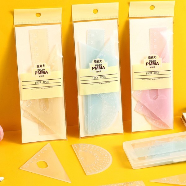 Wholesale Cheap Math Geometry Tool Ruler Set Customized Student Easy Painting Ruler For Fashion