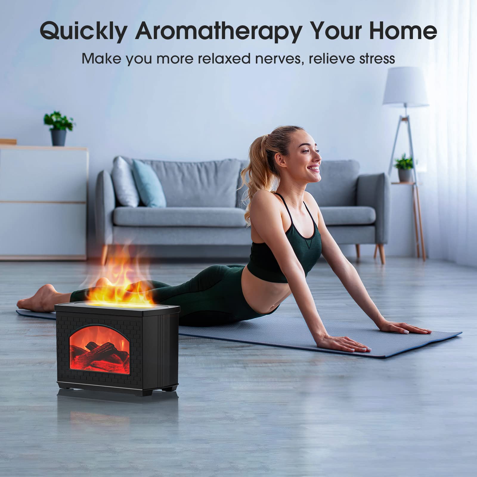 Ultrasonic USB Essential Oil 240ML Fire Fireplace Decoration Mist Air Aroma Diffuser Flame Aromatherapy Humidifier