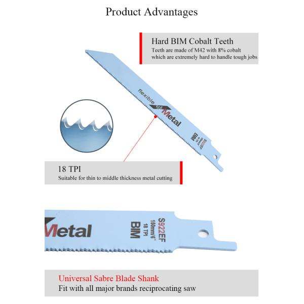 6 дюймовые металлические режущие резные лезвия набор би-металл Sawzall лезвия для металлических труб листовой металлической ребер 18TPI