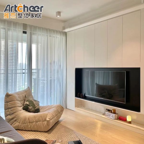 Modern Stylish TV Cabinet with Fireplace Insert and Customized Size Wall Mounted Stand