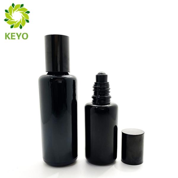 Black Color 30ml Amethyst Bottle With Roller Ball For Cosmetic Oil Packaging