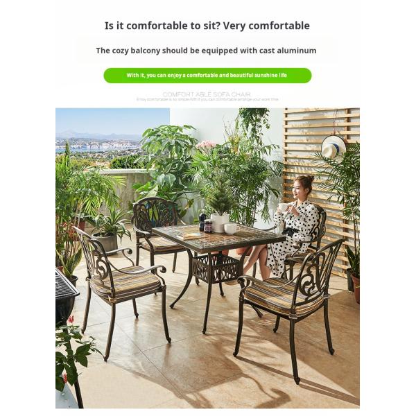 Balcony Dining Round Cast Aluminum Patio Table And Chairs Bistro Set