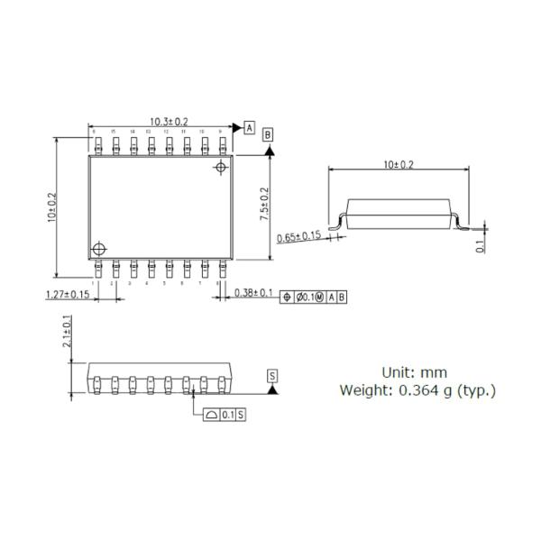 Механический чертеж - Photocoupler привода ворот Тошиба TLP5212 IGBT Optocoupler 25mA привода ворот выхода логики TLP5212 для промышленного