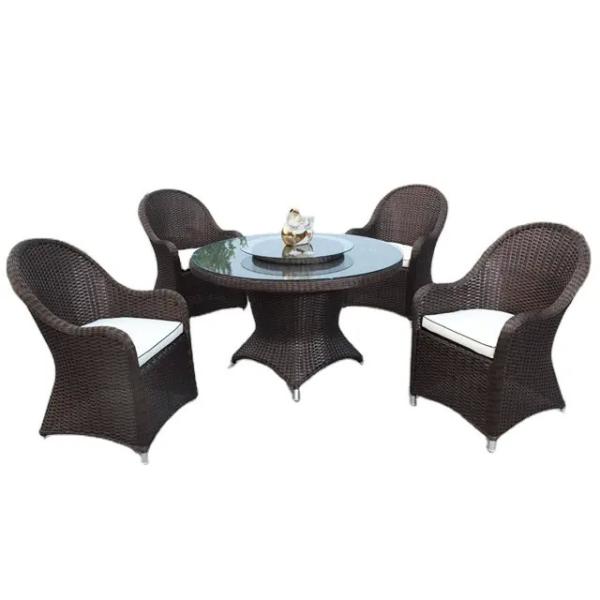 5 pieces rattan wicker dining set outdoor furniture garden wicker rotated dining table & chair furniture---8311
