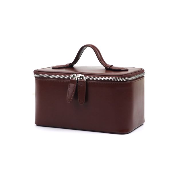 Personalized PU Leather Makeup Vanity Case Women Travel Cosmetic Bag With Handle