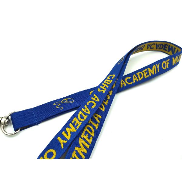 Yellow Logo Woven Neck Lanyards ID Card Neck Lanyard With Thumb Trigger
