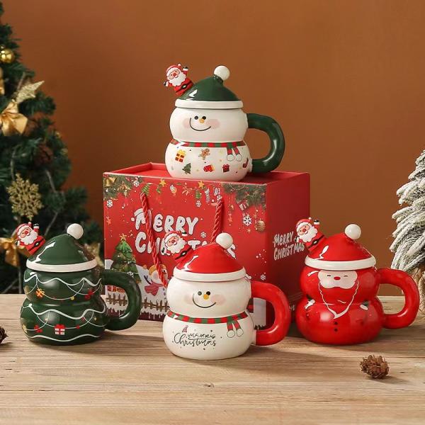 1 Piece Guarantee Ceramic Santa Mug Christmas Cup with Custom Logo Design and Spoon