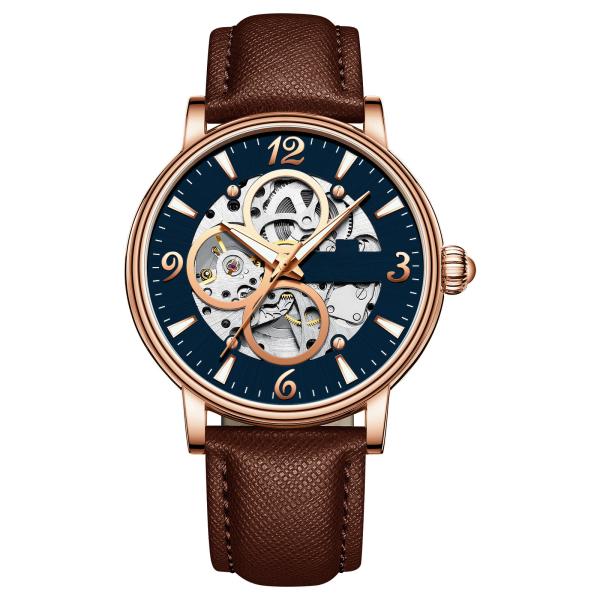 Relógio mecânico automático comercial 45 mm OEM masculino à prova d'água com pulseira oca