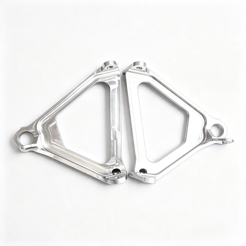Custom CNC Machined Aerospace-Grade Titanium Alloy Triangle Bracket with Five-Axis Precision and Fine Brushed Surface for Motorcycle Support Mount