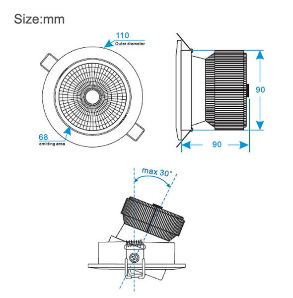 Dimmable norge led light downlight 8W sharp opal ceiling fixture downlight 2700k warmdim