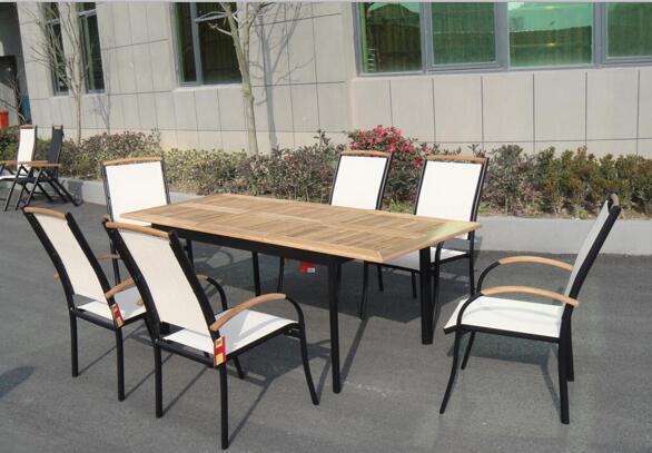 Modern Aluminum Teakwood Table and Chair for Garden