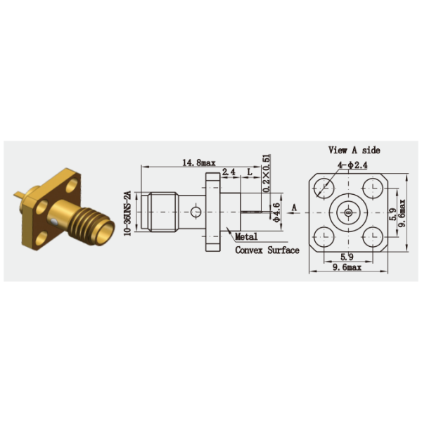 Gold Plating SSMA Female Mini Jack Flange Connectors with Microstrip Flat for 5G Micro-Base Station