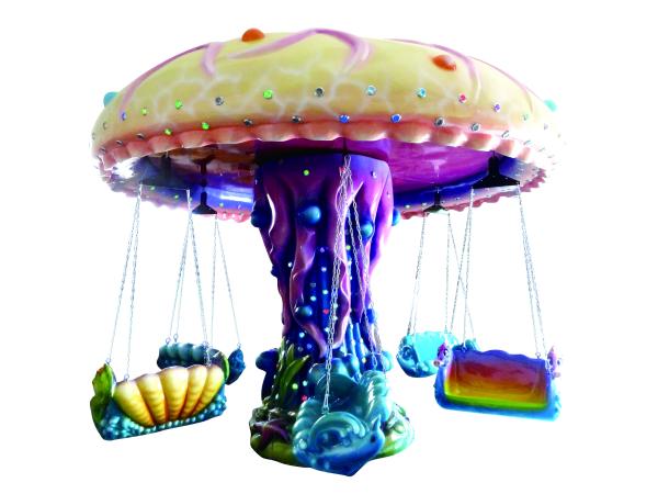 Fiberglass Kids Flying Chair Ride 12 Seats 3.5 M High With LED Lighting