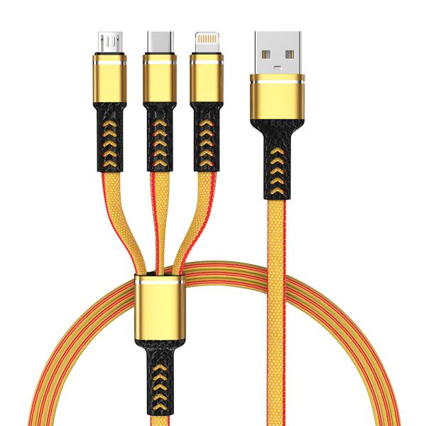 Customizable Three In One Braided Charging Cable 1M Length For Mobile Phone