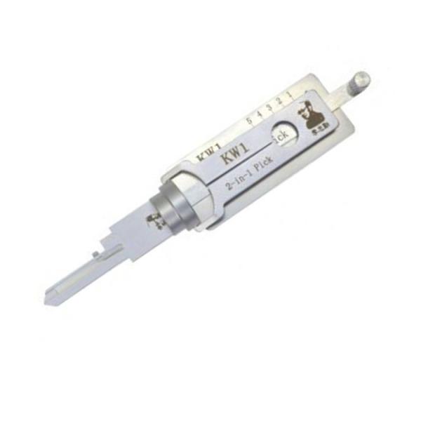 Лиши Дом Замок Подборка Серебряный Нержавеющая сталь Дверный замок Лиши 2in1 Подборка Инструмент Kw1 Lockpick набор Декодер