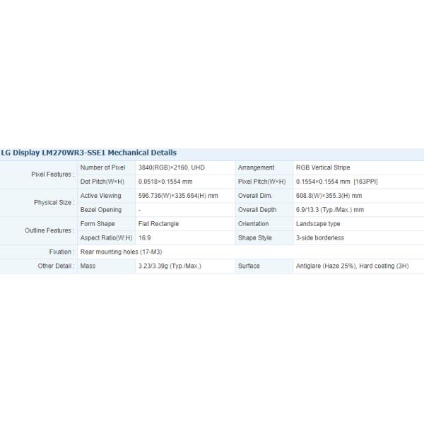 LM270WR3-SSE1 LG Дисплей 27.0