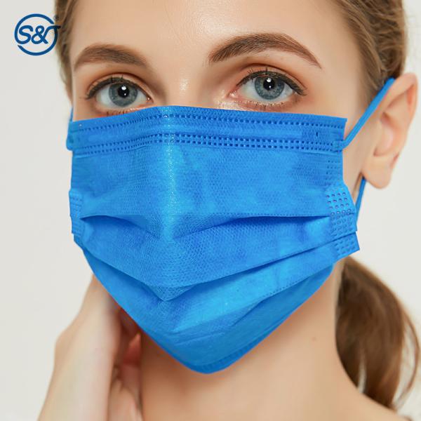 S&J 4Ply Protective Preventive Disposable Face Mask Respirator Medical Surgical Ear Loop Daily Use Hospital School Sapphire Blue