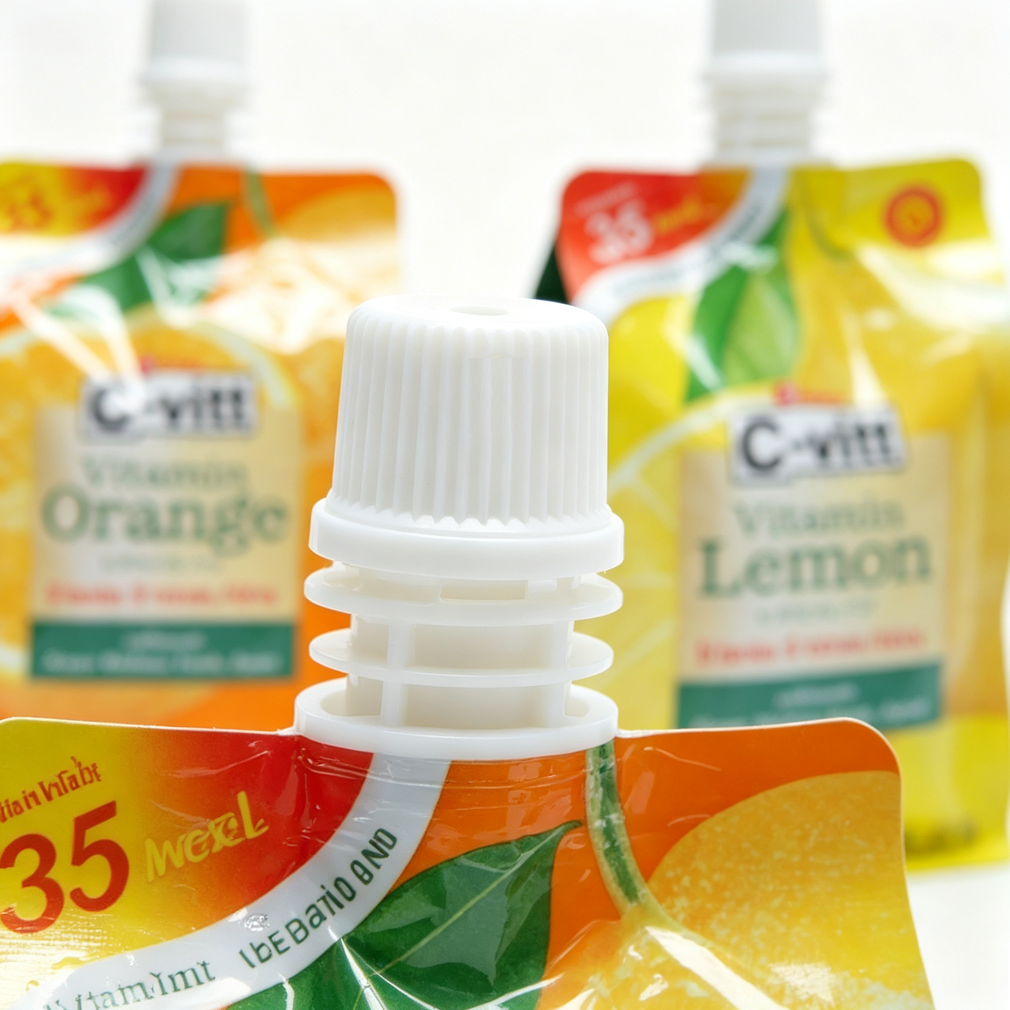 150g Flat Bottom Spout Pouch | Stand Up Juice Spout Bag For Orange Lemon Vitamin Drink Food Grade Custom Print