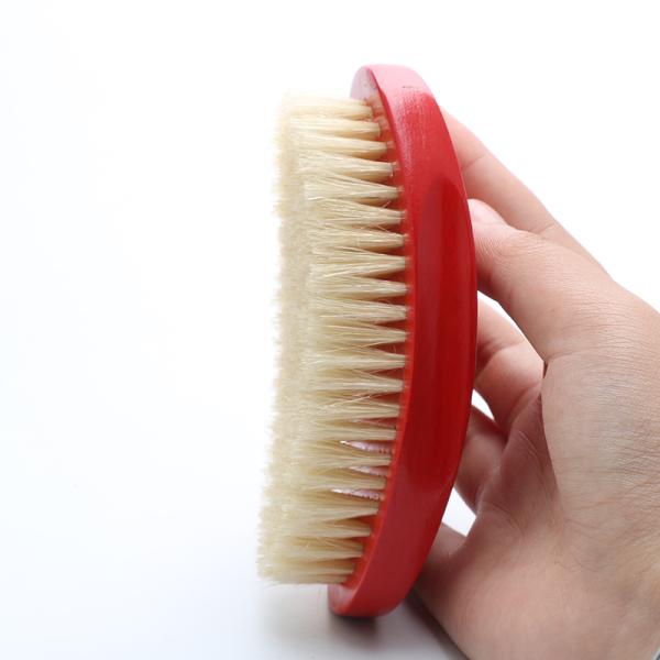 Customized PU 360 Wave Hair Brush For Curved Soft White Boar Bristle Vegan Sisal