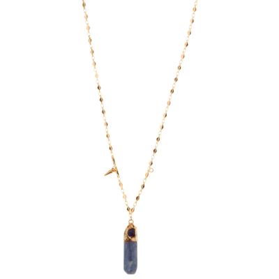 Gold-Plated Gemstone Pendant Necklace Zircon Women Fashion Chain Necklace Jewelry Supplier
