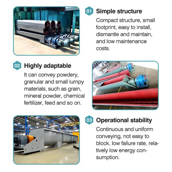 équipement de transport de poudre chimique à vis thermique électriquement en acier inoxydable chauffé ou refroidi