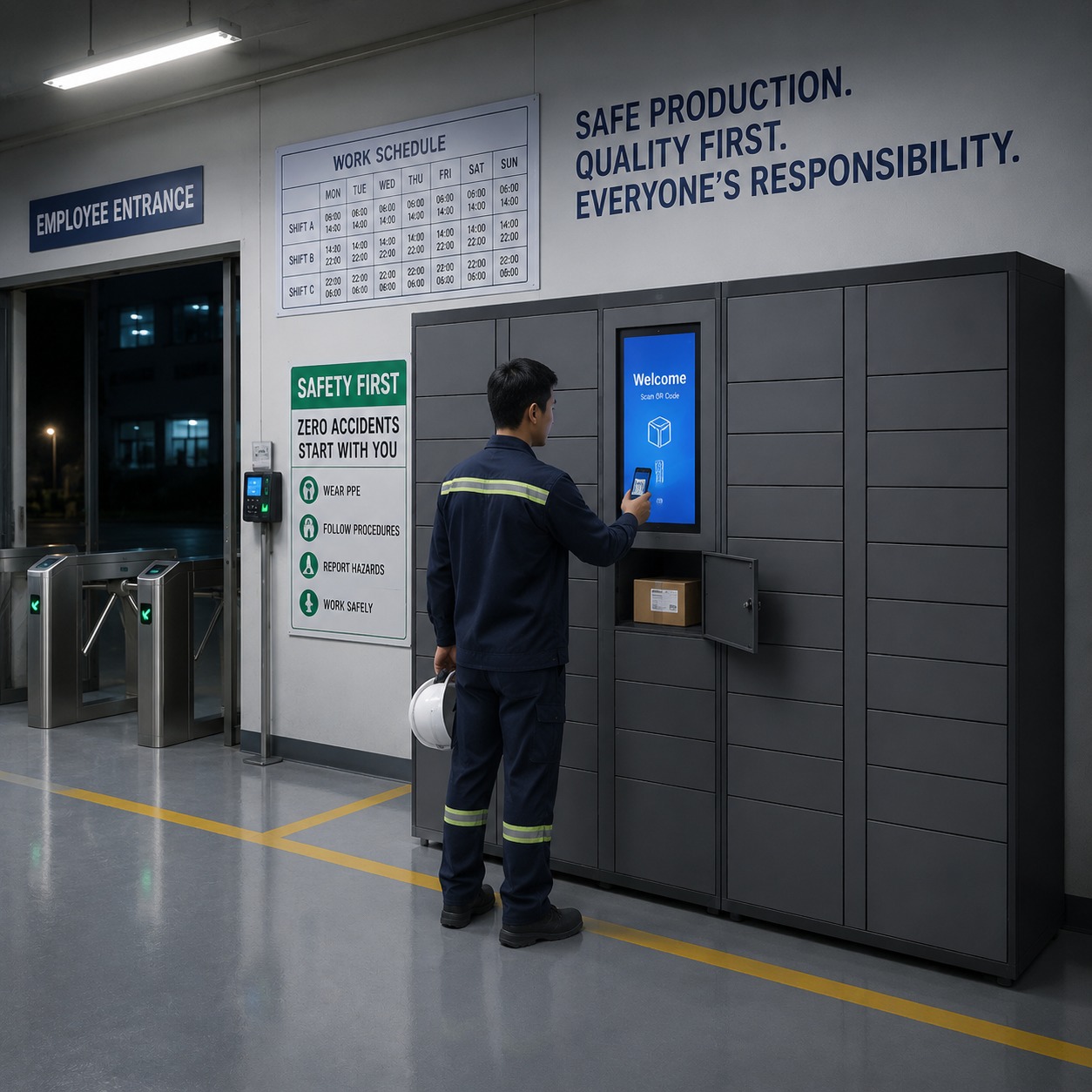Heavy Duty Smart Parcel Locker with Android OS and Cloud-based Remote Management for Factory Workers