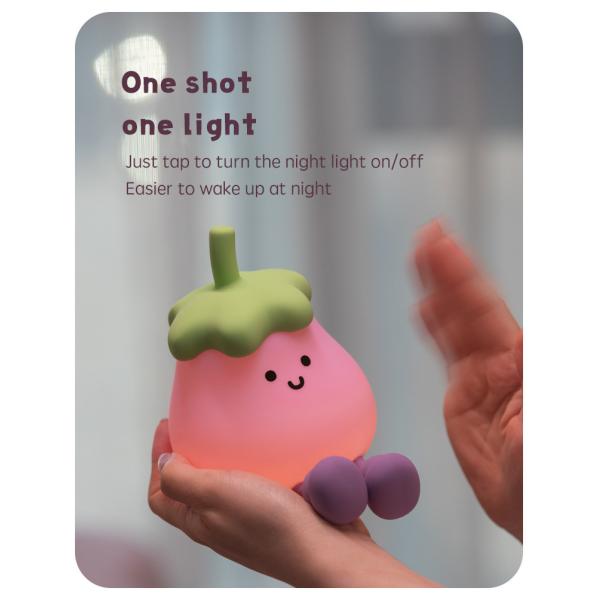 Vegetales pequeñas berenjenas lámparas de silicona USB recargable dormitorio de la cama Pat luces nocturnas para regalos