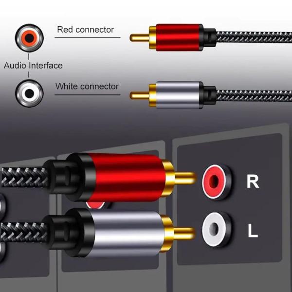 OFC 2RCA masculino a 2RCA masculino Stereo Subwoofer altavoz amplificador de audio cable M/M