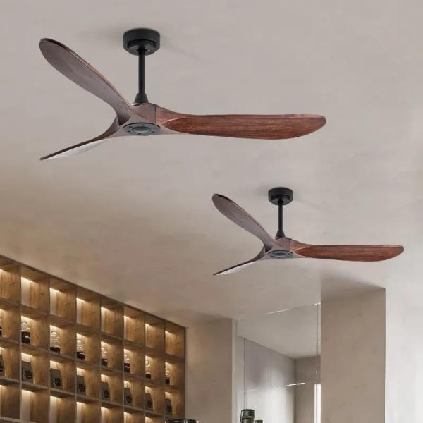 Wholesale Household 52 Inch DC Motor Solid Wood 3 Blades Modern Home Decor Mute Bldc Led Ceiling Fan With Light Remote Control