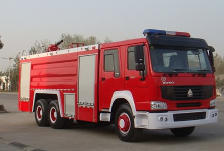 Water And Foam Fire Engine Truck , HOWO 290 Hp Heavy Rescue Fire Truck Water Tank