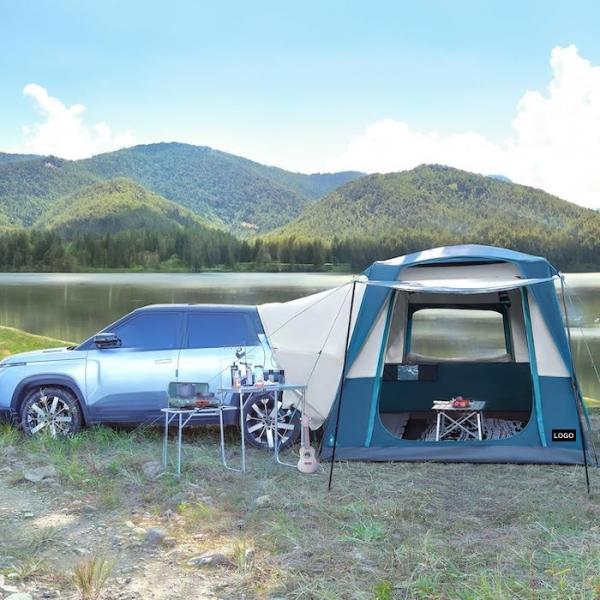 3.05*2.44*2.21M Personalizavel 4 Temporada Cor Azul Impermeável PU2000MM Revestido Poliéster Mobile Car Camping Tent