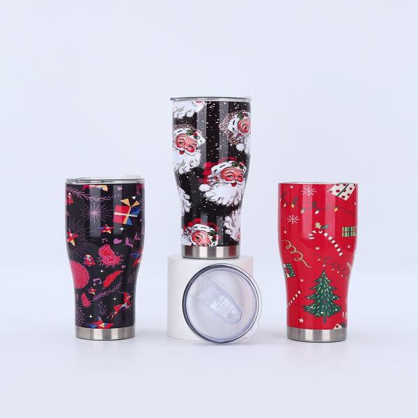 Couvercle simple, moderne, étanche, double paroi, isolée en acier inoxydable, sac de Noël, tasse à café de 900 ml avec poignée, pour le sport extérieur.