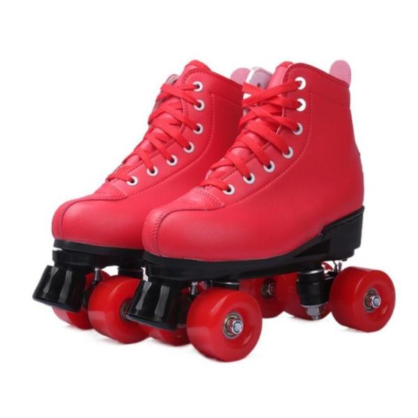 Brilliant Lightning PU Leather Outdoor Roller Skate Women'S Red Roller Skates